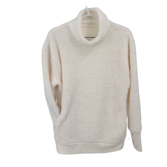 RBX Sherpa Fleece Mock Neck Sweater Womens M Cream Long Sleeve Cozy Winter Soft - Picture 8 of 9